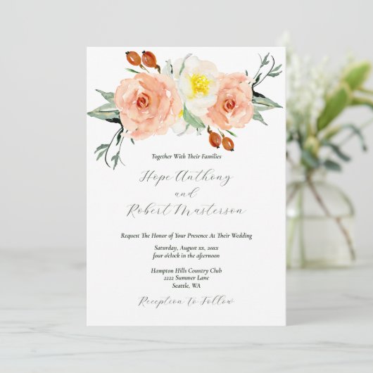 Heldere zomerbloemen bruiloft met RSVP Kaart (Staand voorkant)