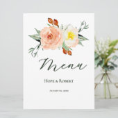 Heldere zomerbloemen bruiloft receptie menu (Staand voorkant)