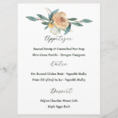 Heldere zomerbloemen bruiloft receptie menu (Achterkant)