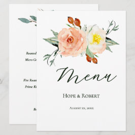 Heldere zomerbloemen bruiloft receptie menu