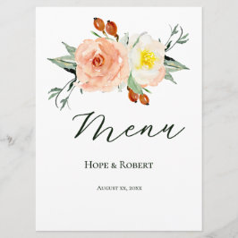 Heldere zomerbloemen bruiloft receptie menu