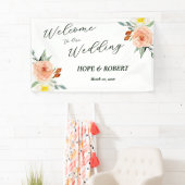 Heldere zomerbloemen bruiloft receptie spandoek (Insitu)