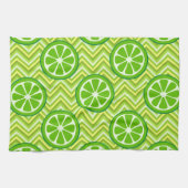Heldere zomercitruslimieten op groene gele Chevron Theedoek (Horizontaal)