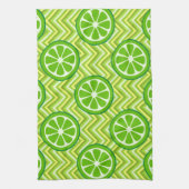 Heldere zomercitruslimieten op groene gele Chevron Theedoek (Verticaal)