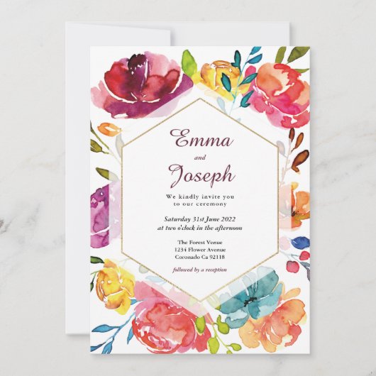 Heldere zomerelegante paarse bruiloft kaart (Voorkant)