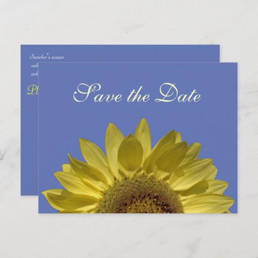 heldere zomergele zonnebloem , met uitzondering va aankondigingskaart (Voorkant / Achterkant)