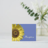 heldere zomergele zonnebloem, trouwreceptie informatiekaartje (Staand voorkant)