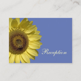 heldere zomergele zonnebloem, trouwreceptie informatiekaartje
