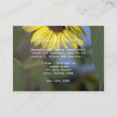 heldere zomergele zonnebloem, trouwreceptie informatiekaartje (Achterkant)