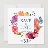 Heldere zomerkleurige bruiloft "Save the Date" Kaart (Voorkant)