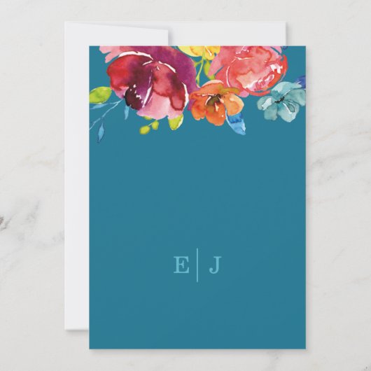 Heldere zomerkleurige driehoek floral Weddenschap  Kaart (Achterkant)