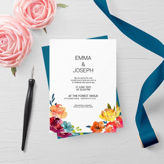 Heldere zomerkleurige hedendaagse bloementijn I Kaart