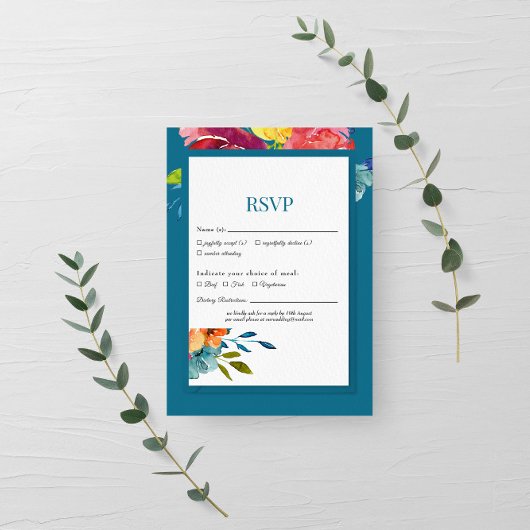 Heldere zomerkleurige turkooise Wedding RSVP