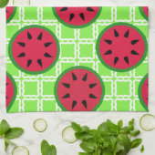 Heldere zomerpicknick Watermeloenen op groene plei Theedoek (Gevouwen)