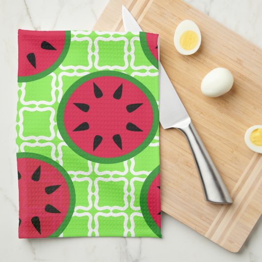 Heldere zomerpicknick Watermeloenen op groene plei Theedoek (Quarter Fold)