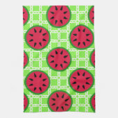 Heldere zomerpicknick Watermeloenen op groene plei Theedoek (Verticaal)