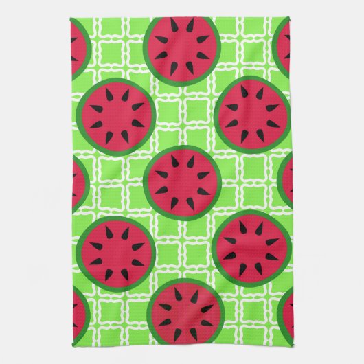 Heldere zomerpicknick Watermeloenen op groene plei Theedoek (Verticaal)
