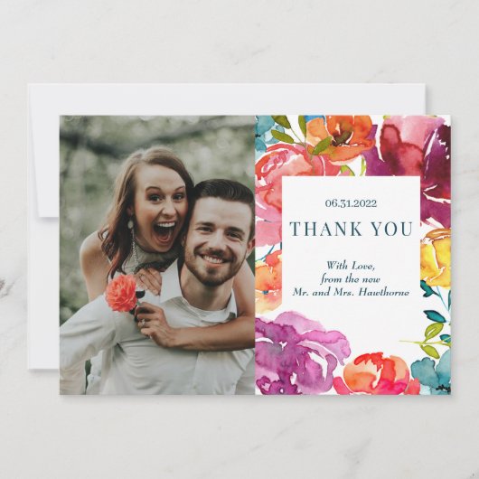 Heldere zomerweddenschap "Dank u" Kaart (Voorkant)