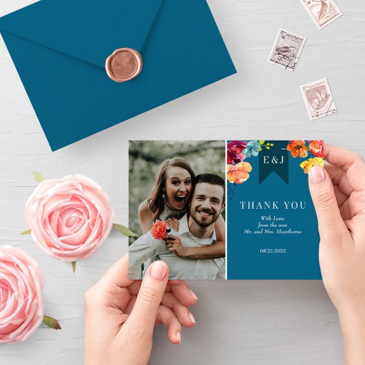 Heldere zomerweddenschap "Dank u" Kaart