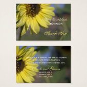 Heldere zomerzonnebloem bedankt voor je bruiloft visitekaartje (Voorkant /achterkant)