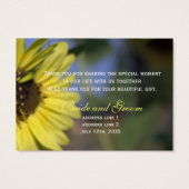 Heldere zomerzonnebloem bedankt voor je bruiloft visitekaartje (Achterkant)