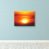 Heldere zon bij zonsondergang, Jersey Canvas Afdruk (Insitu (Houten vloer))
