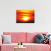 Heldere zon bij zonsondergang, Jersey Canvas Afdruk (Insitu (Woonkamer))