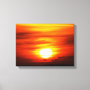 Heldere zon bij zonsondergang, Jersey Canvas Afdruk
