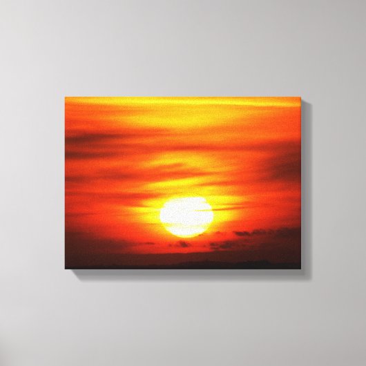 Heldere zon bij zonsondergang, Jersey Canvas Afdruk (Voorkant)