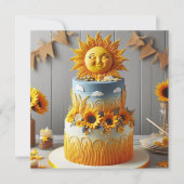 HELDERE ZON & ZONNEBLOEMEN VERSIERD VERJAARDAGSTAA KAART (Voorkant)