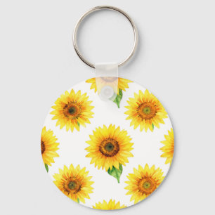 Heldere zonnebloem aquarel naadloos patroon sleutelhanger