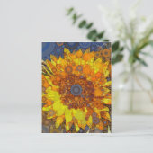 Heldere zonnebloem - digitale mozaïekkunst afdrukk briefkaart (Staand voorkant)