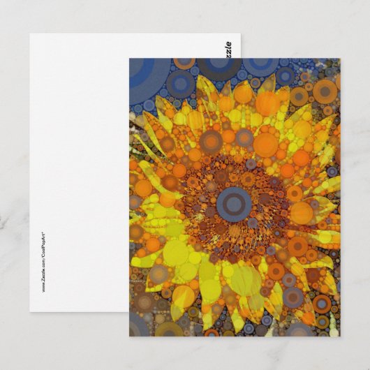 Heldere zonnebloem - digitale mozaïekkunst afdrukk briefkaart (Voorkant / Achterkant)