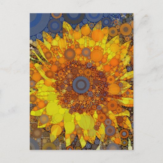 Heldere zonnebloem - digitale mozaïekkunst afdrukk briefkaart (Voorkant)