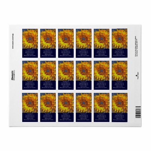 Heldere zonnebloem - digitale mozaïekkunst afdrukk etiket (Full Sheet)