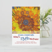 Heldere zonnebloem - digitale mozaïekkunst afdrukk kaart (Staand voorkant)