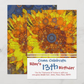 Heldere zonnebloem - digitale mozaïekkunst afdrukk kaart (Voorkant / Achterkant)