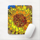 Heldere zonnebloem - digitale mozaïekkunst afdrukk muismat (Met muis)