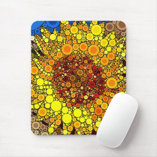 Heldere zonnebloem - digitale mozaïekkunst afdrukk muismat (Met muis)