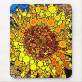 Heldere zonnebloem - digitale mozaïekkunst afdrukk muismat (Voorkant)
