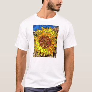 Heldere zonnebloem - digitale mozaïekkunst afdrukk t-shirt
