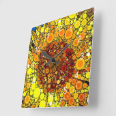 Heldere zonnebloem - digitale mozaïekkunst afdrukk vierkante klok (Hoek)