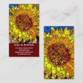 Heldere zonnebloem - digitale mozaïekkunst afdrukk visitekaartje (Voorkant / Achterkant)