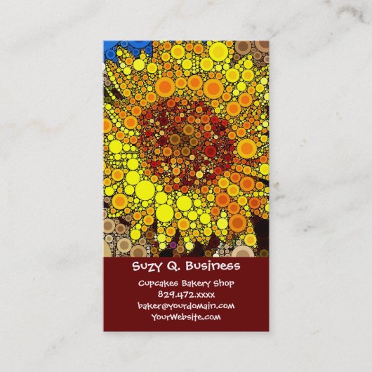 Heldere zonnebloem - digitale mozaïekkunst afdrukk visitekaartje (Voorkant)