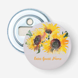 Heldere zonnebloem fabulous 50 verjaardag button flesopener