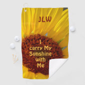 Heldere zonnebloem Ik draag mijn zonneschijn bij m Golfhanddoek (Insitu)