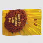 Heldere zonnebloem Ik draag mijn zonneschijn bij m Golfhanddoek (Horizontaal)