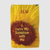 Heldere zonnebloem Ik draag mijn zonneschijn bij m Golfhanddoek (Voorkant)