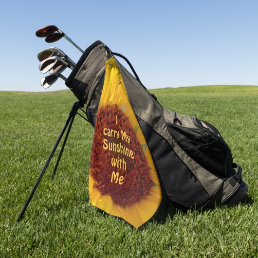 Heldere zonnebloem Ik draag mijn zonneschijn bij m Golfhanddoek (Groen)