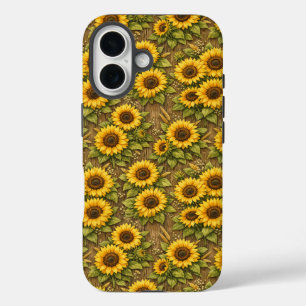 Heldere zonnebloem naadloos herhalingspatroon iPhone 16 hoesje